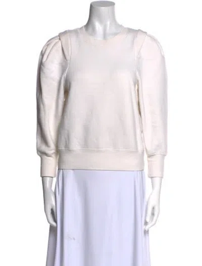 Pre-owned Frame Crew Neck Long Sleeve Sweatshirt In White