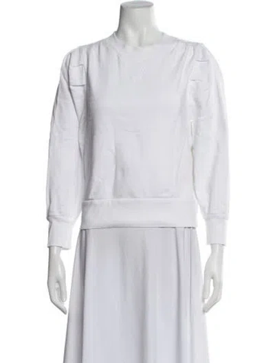 Pre-owned Frame Crew Neck Long Sleeve Sweatshirt In White