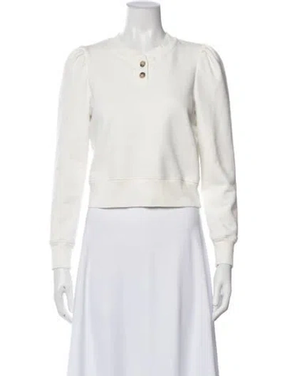 Pre-owned Frame Crew Neck Long Sleeve Sweatshirt In White