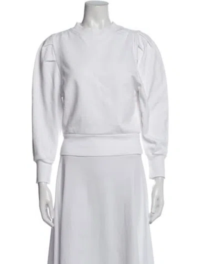 Pre-owned Frame Crew Neck Long Sleeve Sweatshirt In White