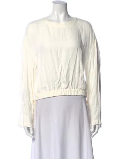 Pre-owned Frame Crew Neck Long Sleeve Sweatshirt In White