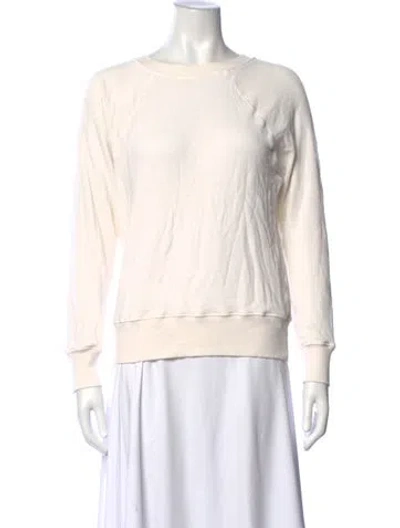 Pre-owned Frame Crew Neck Long Sleeve Sweatshirt In White