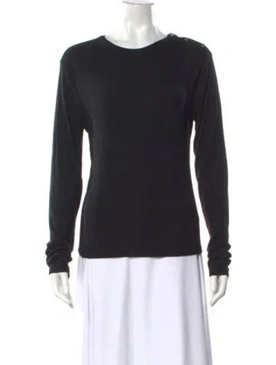 Pre-owned Frame Crew Neck Long Sleeve Top In Black