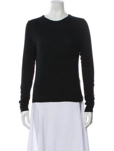 Pre-owned Frame Crew Neck Long Sleeve Top In Black