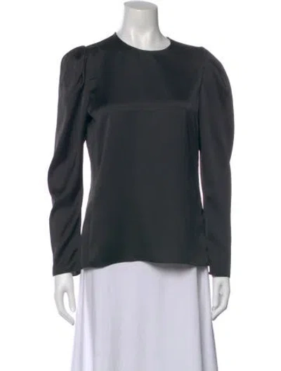 Pre-owned Frame Crew Neck Long Sleeve Top In Black