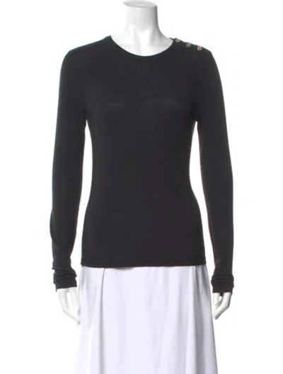 Pre-owned Frame Crew Neck Long Sleeve Top In Black