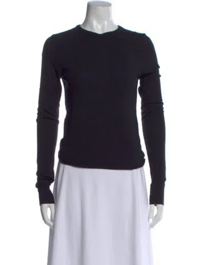 Pre-owned Frame Crew Neck Long Sleeve Top In Black