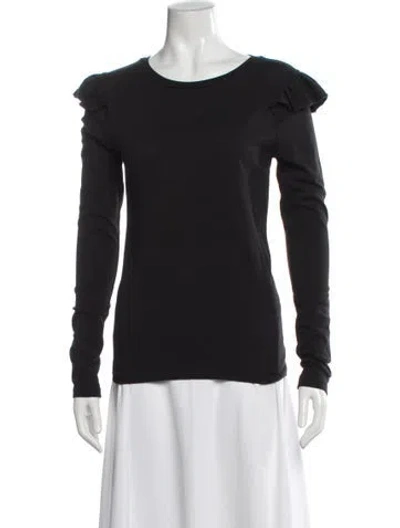 Pre-owned Frame Crew Neck Long Sleeve Top In Black