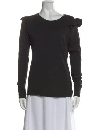 Pre-owned Frame Crew Neck Long Sleeve Top In Black