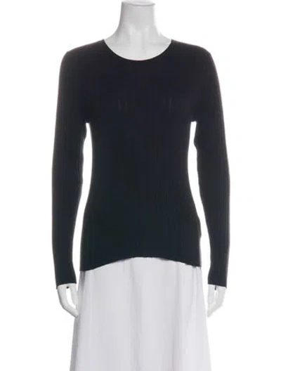 Pre-owned Frame Crew Neck Long Sleeve Top In Black