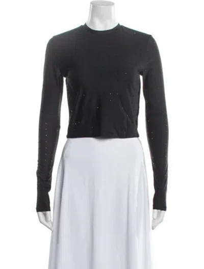 Pre-owned Frame Crew Neck Long Sleeve Top In Black