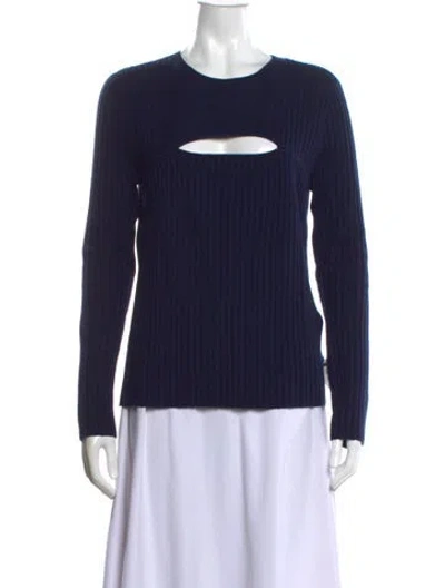 Pre-owned Frame Crew Neck Long Sleeve Top In Blue