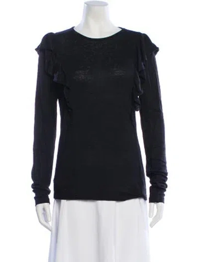 Pre-owned Frame Crew Neck Long Sleeve Top In Blue