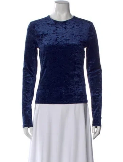 Pre-owned Frame Crew Neck Long Sleeve Top In Blue