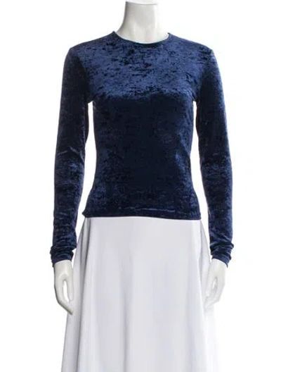 Pre-owned Frame Crew Neck Long Sleeve Top In Blue