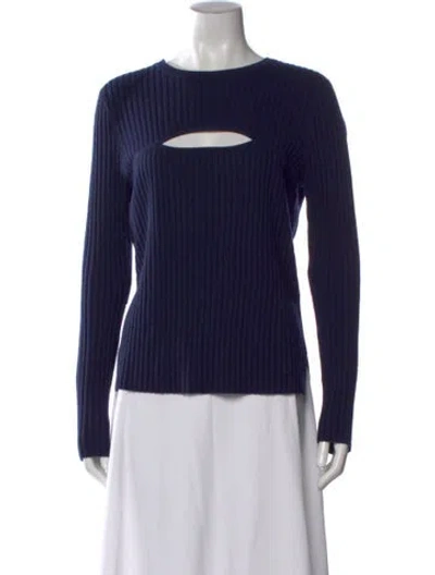 Pre-owned Frame Crew Neck Long Sleeve Top In Blue