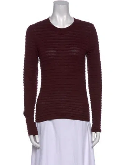Pre-owned Frame Crew Neck Long Sleeve Top In Burgundy