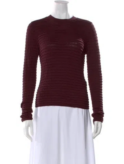 Pre-owned Frame Crew Neck Long Sleeve Top In Burgundy