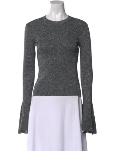 Pre-owned Frame Crew Neck Long Sleeve Top In Gray