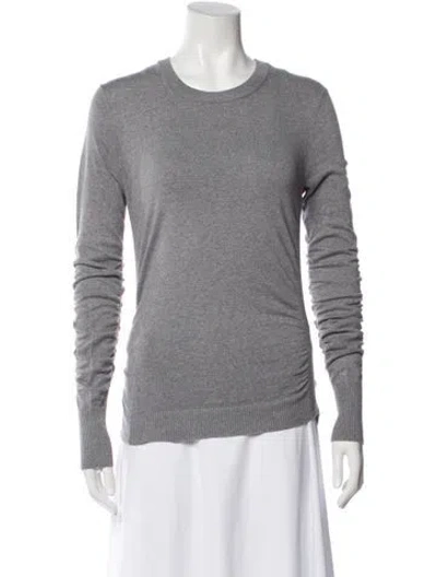 Pre-owned Frame Crew Neck Long Sleeve Top In Gray