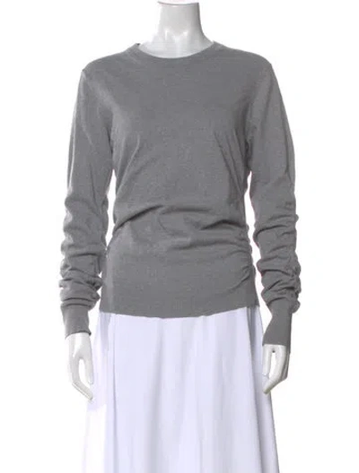 Pre-owned Frame Crew Neck Long Sleeve Top In Gray