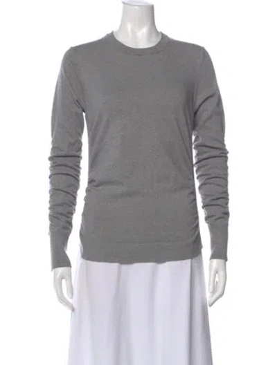 Pre-owned Frame Crew Neck Long Sleeve Top In Gray