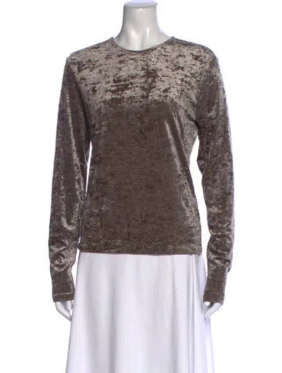 Pre-owned Frame Crew Neck Long Sleeve Top In Grey