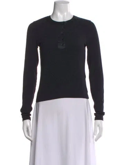 Pre-owned Frame Crew Neck Long Sleeve Top W/ Tags In Black