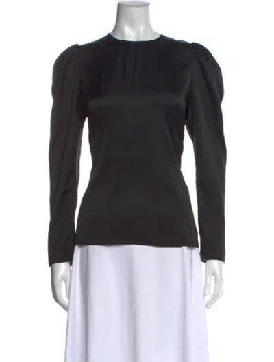 Pre-owned Frame Crew Neck Long Sleeve Top W/ Tags In Black