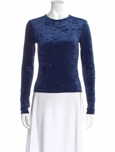 Pre-owned Frame Crew Neck Long Sleeve Top W/ Tags In Blue