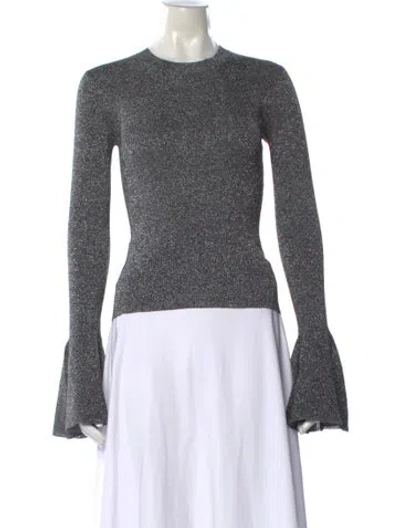 Pre-owned Frame Crew Neck Long Sleeve Top W/ Tags In Gray