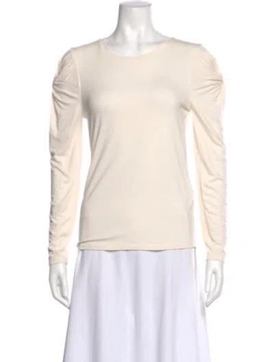 Pre-owned Frame Crew Neck Long Sleeve Top In White
