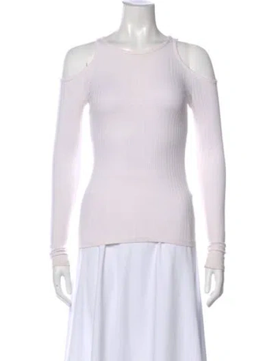 Pre-owned Frame Crew Neck Long Sleeve Top In White