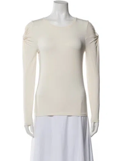 Pre-owned Frame Crew Neck Long Sleeve Top In White