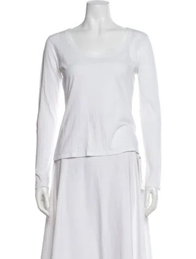 Pre-owned Frame Crew Neck Long Sleeve Top In White