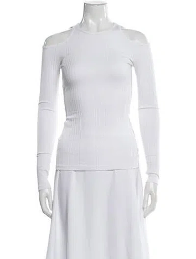 Pre-owned Frame Crew Neck Long Sleeve Top In White