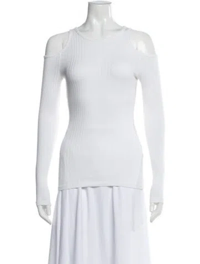 Pre-owned Frame Crew Neck Long Sleeve Top In White
