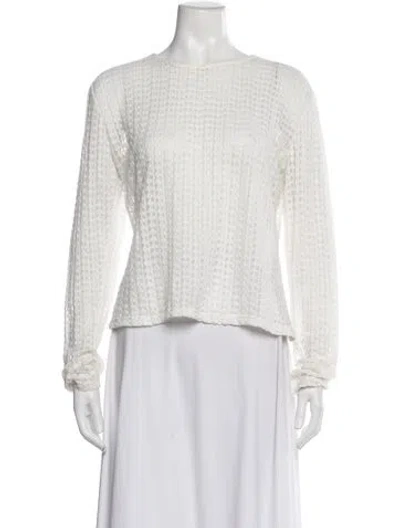 Pre-owned Frame Crew Neck Long Sleeve Top In White