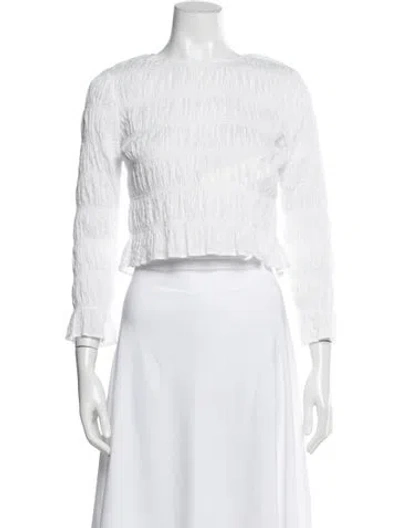 Pre-owned Frame Crew Neck Long Sleeve Top In White