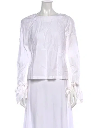 Pre-owned Frame Crew Neck Long Sleeve Top In White