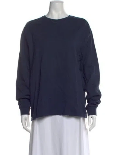 Pre-owned Frame Crew Neck Long Sleeve T-shirt In Blue