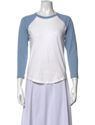 Pre-owned Frame Crew Neck Long Sleeve T-shirt In Blue/white