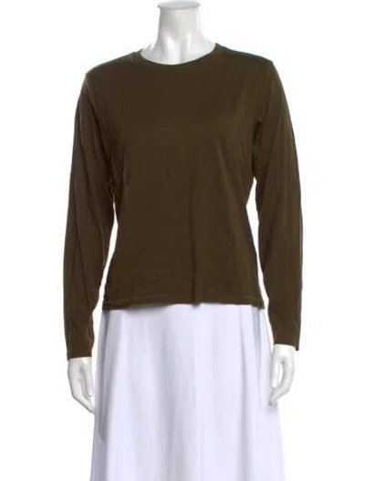 Pre-owned Frame Crew Neck Long Sleeve T-shirt In Green