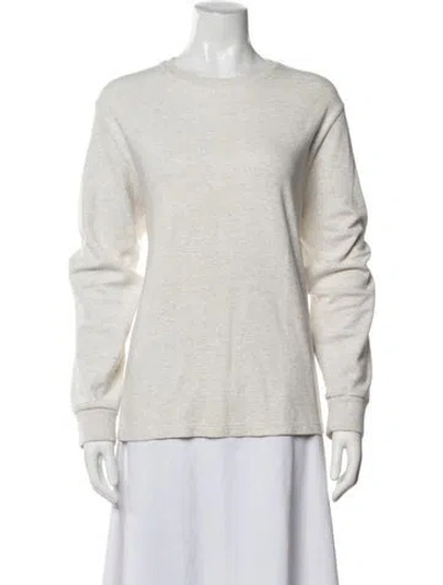 Pre-owned Frame Crew Neck Long Sleeve T-shirt In White