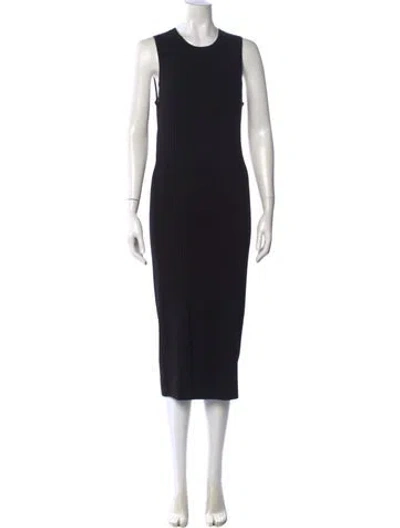 Pre-owned Frame Crew Neck Midi Length Dress In Black