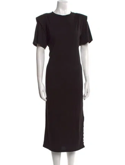 Pre-owned Frame Crew Neck Midi Length Dress In Black