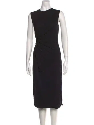 Pre-owned Frame Crew Neck Midi Length Dress In Black