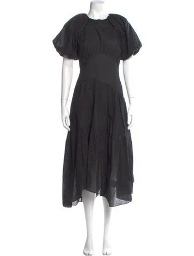 Pre-owned Frame Crew Neck Midi Length Dress In Black