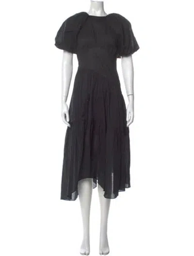 Pre-owned Frame Crew Neck Midi Length Dress In Black