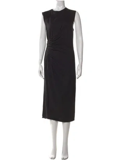 Pre-owned Frame Crew Neck Midi Length Dress In Black